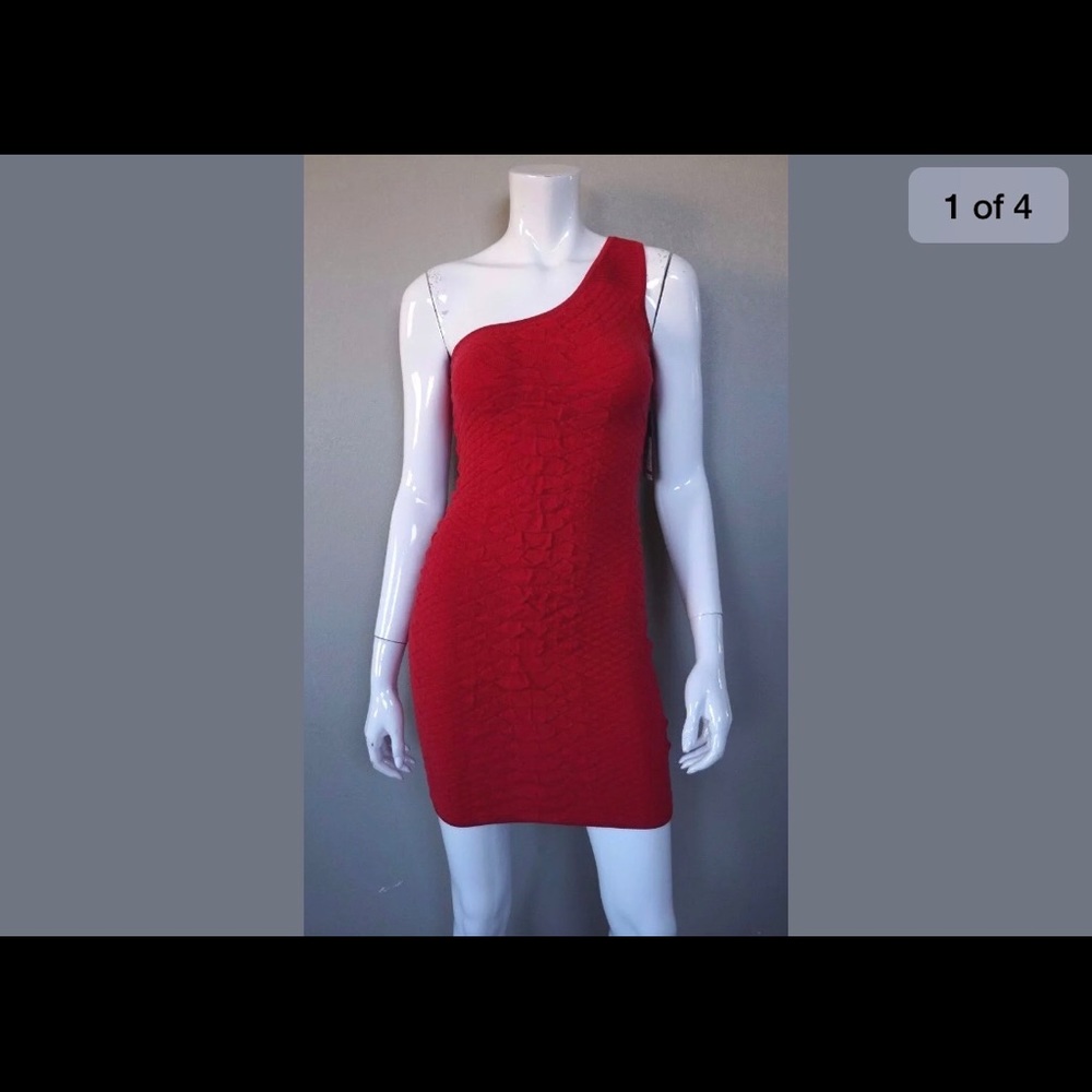 Guess bright red snakeskin dress